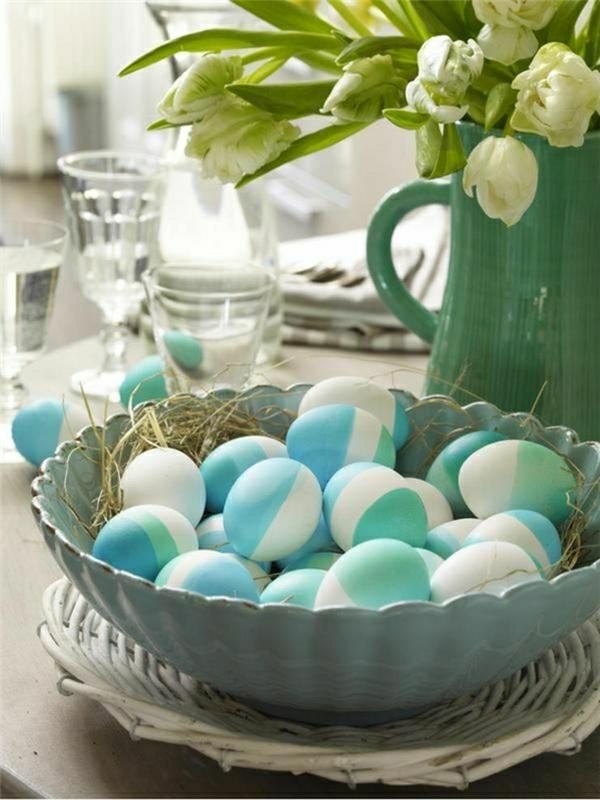 maali pääsiäismunat vesiväri maali munat vihreä sininen
