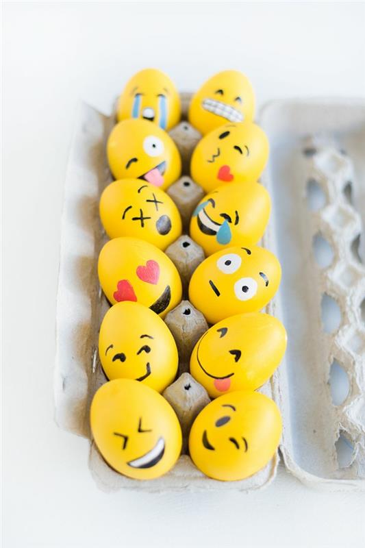 maalaus pääsiäismunat käsityöt lasten kanssa keltaiset munat hymyilee