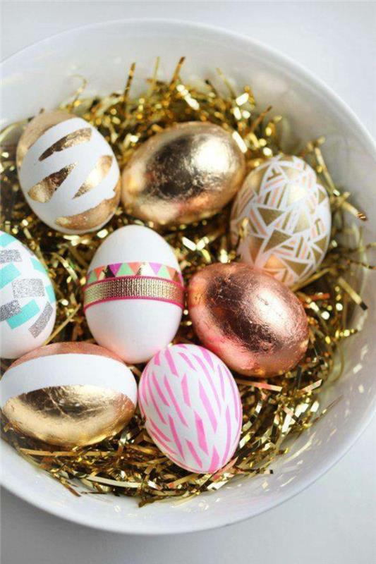 maalaus pääsiäismunat koristelu munat kulta kupari messinkinauha