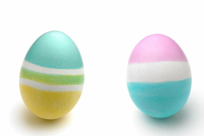 maalaus pääsiäismunien sisustusideoita maalaus munia pastelliväriset raidat