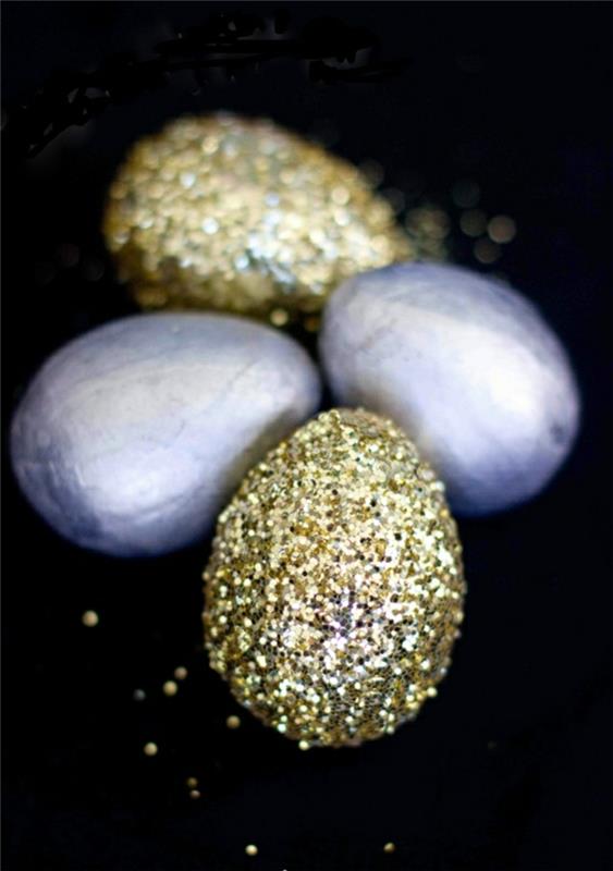 Pääsiäismunat suunnittelu sininen kulta glitter munat koristavat pääsiäisen koristelu pöytä koristelu