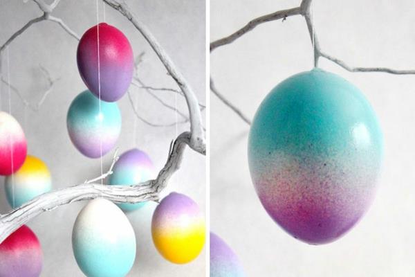 Pääsiäismunat suunnittelevat värikkäitä ombre -munia