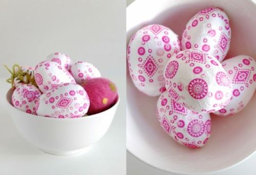 pääsiäismunat lautasliinatekniikalla paperi decoupage pinkki