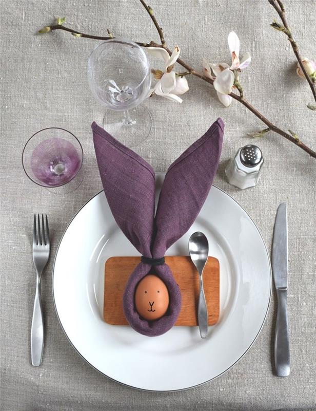Pääsiäispupu tinker lautasliinat taitto -ohjeet kangas serivettes maalaa munan kasvot