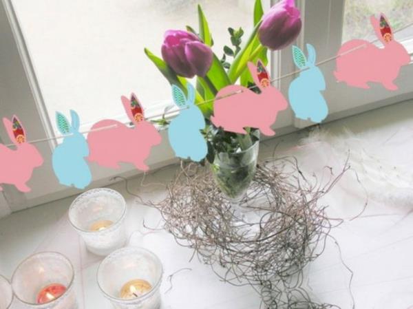 pääsiäispupu seppeleet idea sisustus pöytä kynttilät miellyttävä suuri pääsiäinen