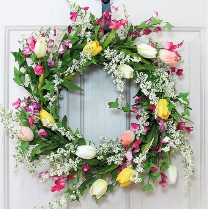 tinker pääsiäinen seppele tuore ovi koristelu kauniita kevään kukkia