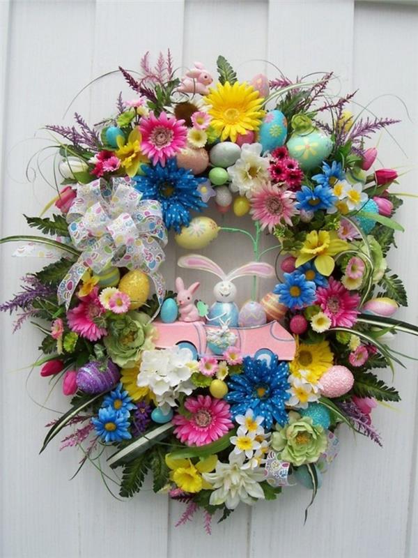 Pääsiäinen seppele käsityöt kukat pääsiäinen koristeluideoita väri mieliala