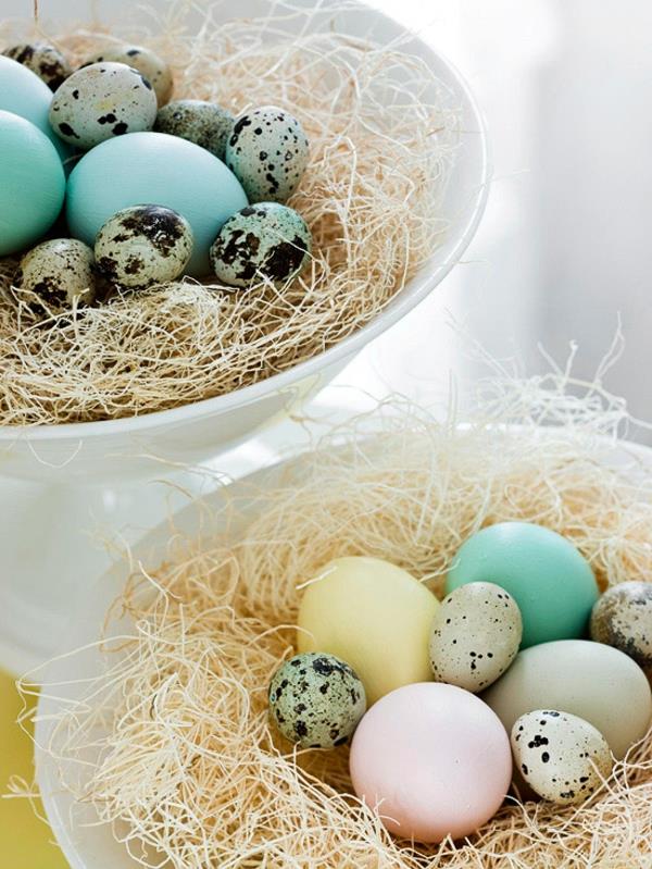 Pääsiäispöydän koristeet karkottavat luovia käsityöideoita maalattuja pääsiäismunia viiriäisen munia