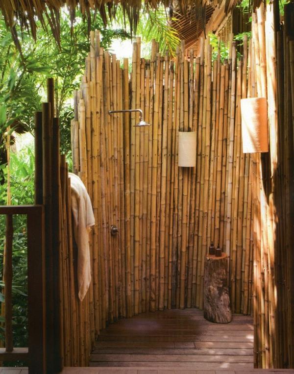 ulkosuihku kesäkylpyhuone bambu -yksityisyysnäyttö