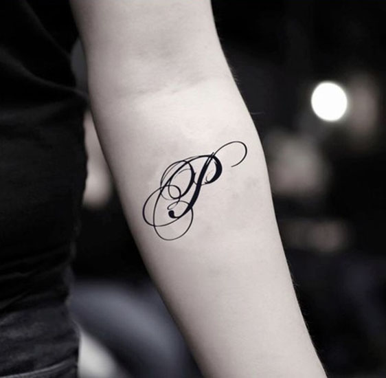 Lokkende P Letter Tattoo Design