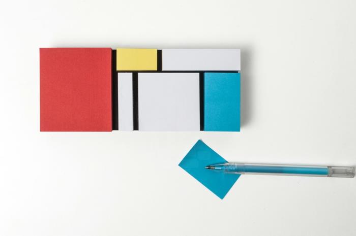 pa design toimistotarvikkeet muistutukset mondrian tyyliin
