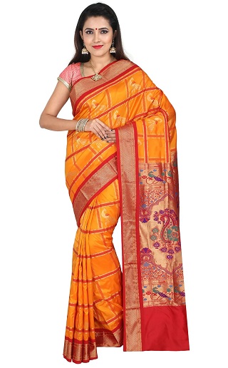 Tjekker Paithani Saree