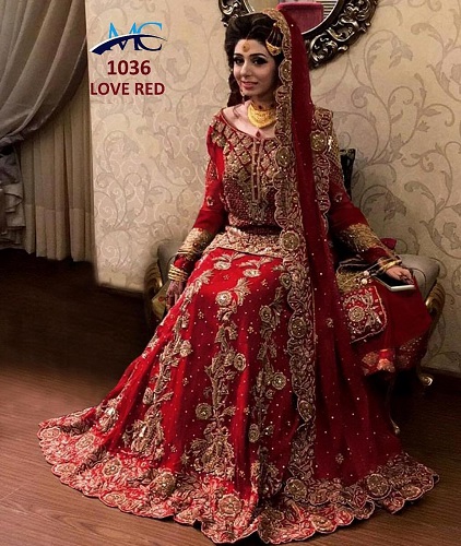 Broderet pakistansk Lehenga