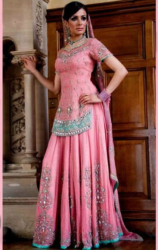 Pakistanske Lehenga Med Lang Kurti