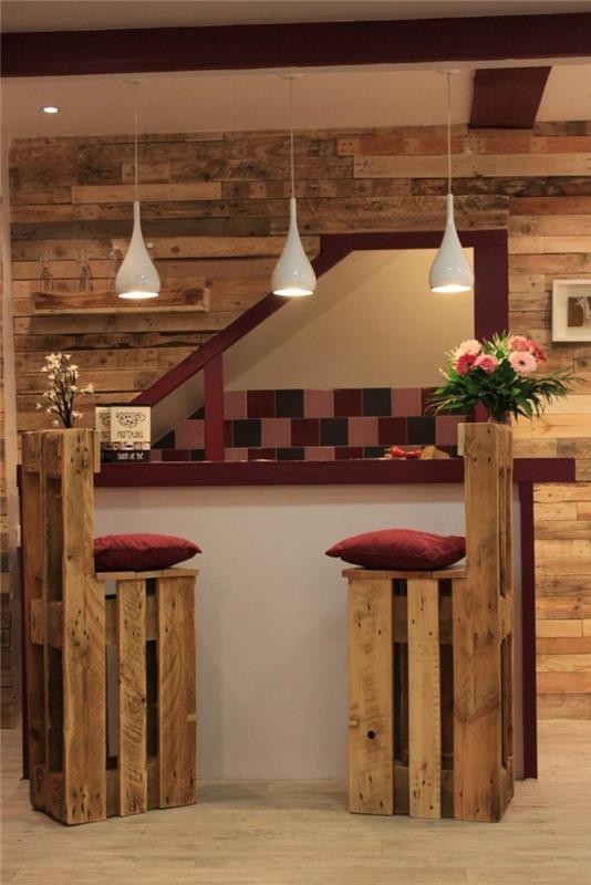 lavahuonekalujen ideoita seinäkoristeita eurolavoja keittiökalusteet puiset tuolit