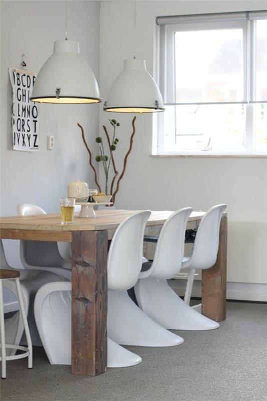 panton -tuoli valkoiset suunnittelijatuolit ruokasalin huonekalut skandinaavinen muotoilu