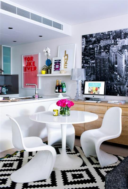 panton -tuoli valkoiset suunnittelijatuolit ruokasalin huonekalut