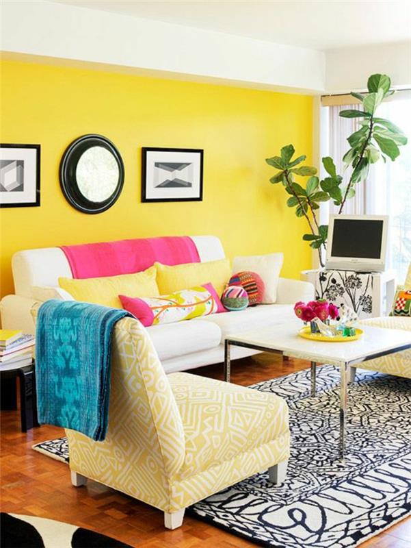 pantone värit olohuoneen seinän väri keltainen