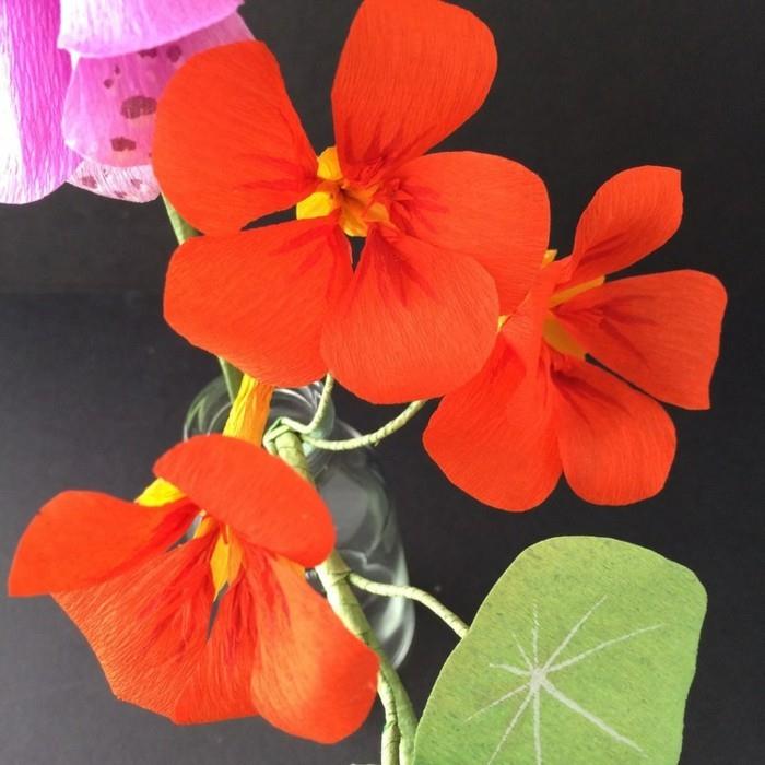 tehdä paperikukkia nasturtiums oranssi kukkia paperitaidetta