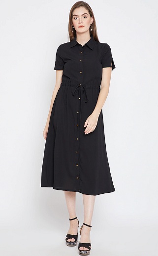 Crepe Shirt Style Party Wear Dress