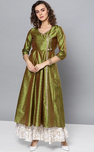 Green Party Wear Anarkali Dress