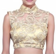 Zari Cut Work på en beige bluse