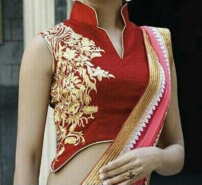 Designer rød lang bluse