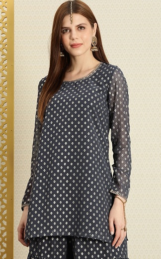 Party Wear Short Kurti With Sharara Bukser