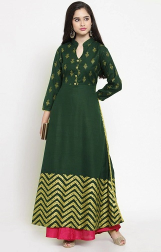 Party Wear Silke V Neck Kurti