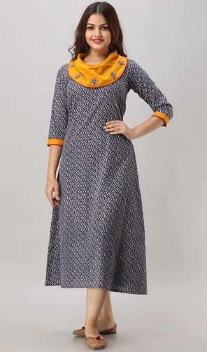 Cowl Neck Fancy Partywear Kurti