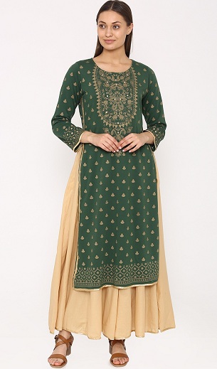 Rundhalsfest Bær Kurti med Lehenga
