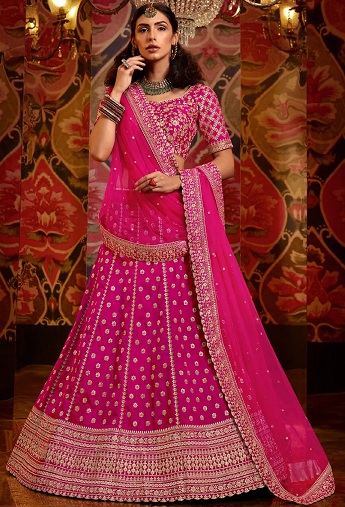 Party Wear Lehenga Choli i lyserød farve