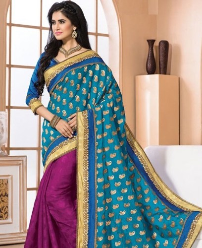 Party Wear Sarees-Gran Blue Party Wear Saree