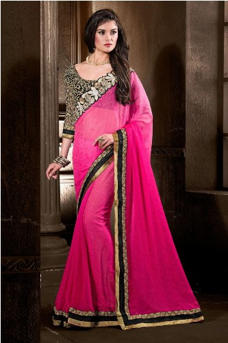 Party Wear Sarees-Pink Party-Wear Saree til designerbluser 27