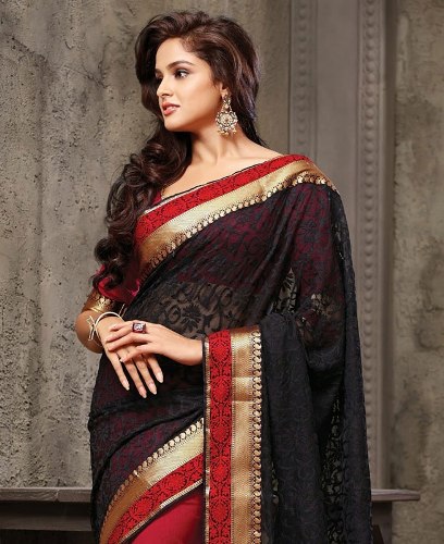 Party Wear Sarees-Black Party Shine