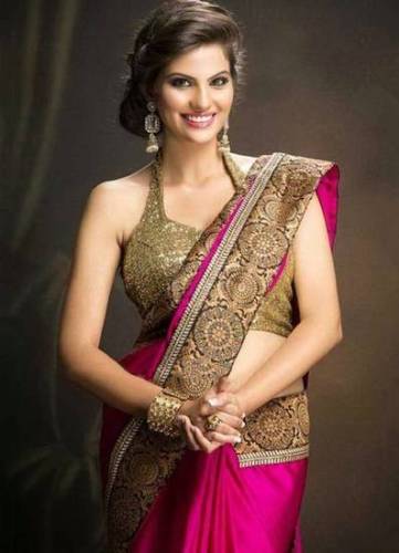 Party Wear Sarees-Pink és Golden Party Wear Saree 30
