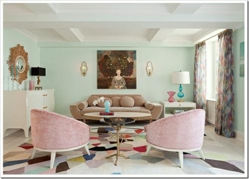 pastelliväriset sisätilat kodikas nojatuoli sohva ruskea