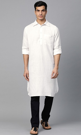 Fehér vászon Pathani Kurta