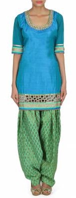 Blå-Grøn Patiala Salwar Suit