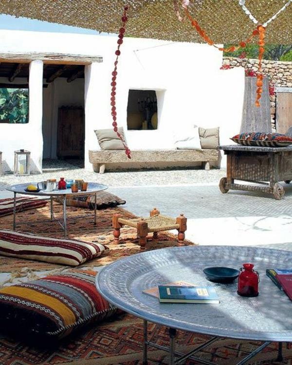 patio design marokkolainen tyyli patio matto pöytä