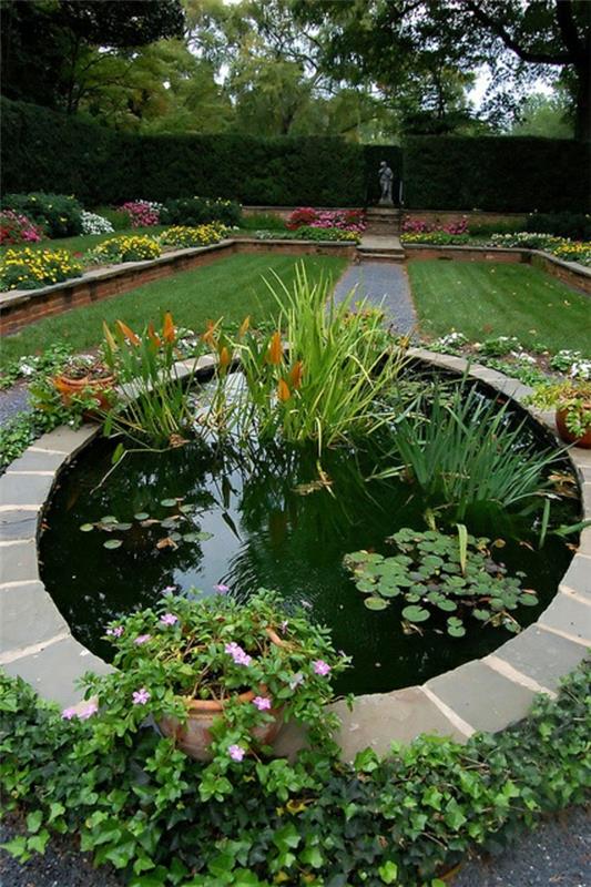 patio design vesi ominaisuus puutarha lampi luoda