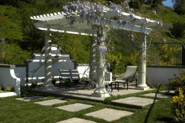 patio puutarha suunnittelu ideoita pergola valkoinen