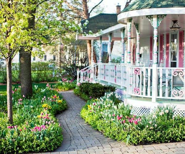 patio etupiha suunnitteluideoita kukka puutarha