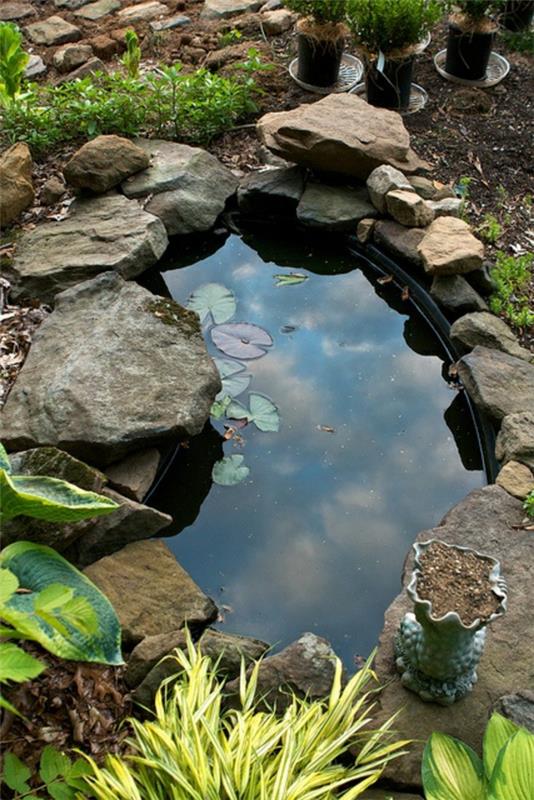 vesi ominaisuus puutarha lampi luoda kiviä raja