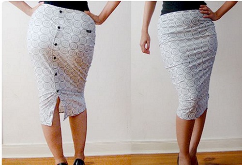 Button Pattern Pencil Nederdele