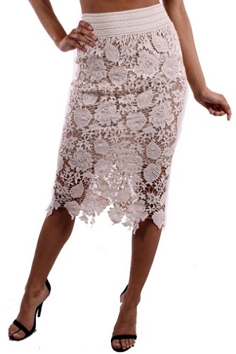 Floral Design Crochet Lace Pencil Nederdele