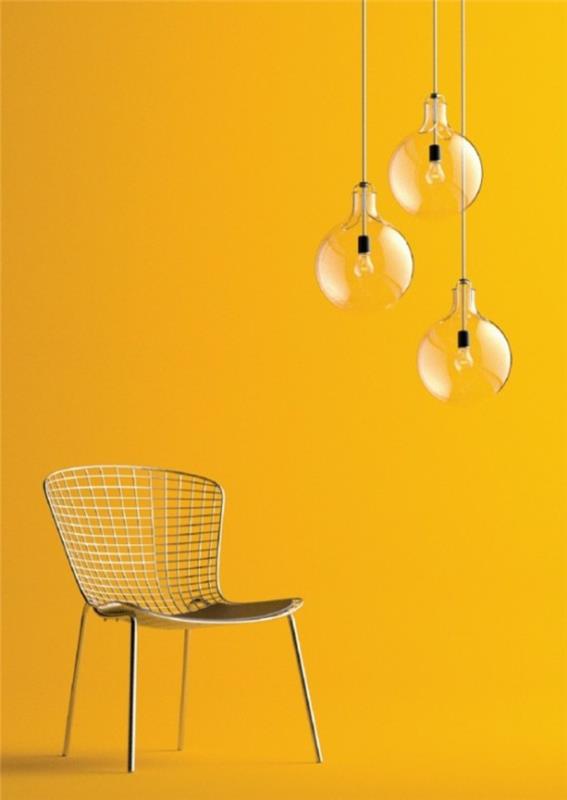 riippuvalaisin design teollinen nojatuoli keltainen himtergrund
