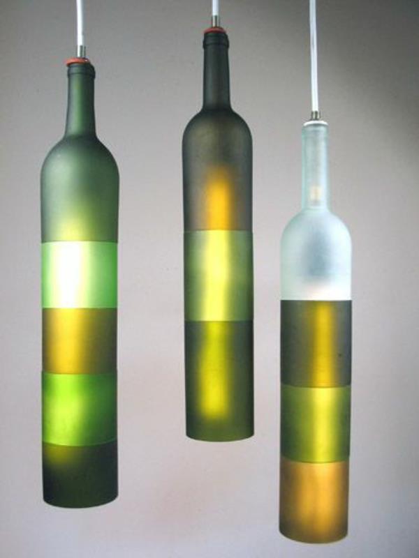 riippuvalaisimet DIY -lamppu viinipullon koristuksesta