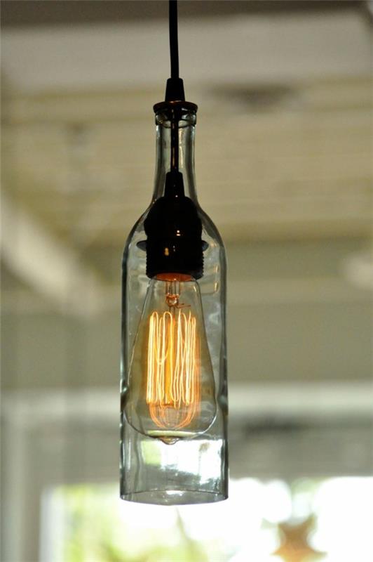 DIY -lamppu viinipullon huoneen sisustuksesta