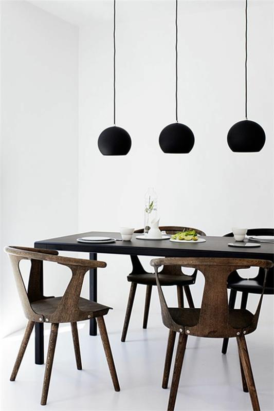 kattovalaisimet ruokasali skandinaaviset huonekalut puu ruokapöytä ja tuolit